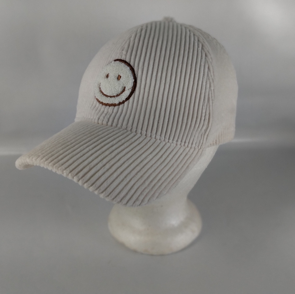 David and Young Smiley Face Patch Cream Corduroy Hat